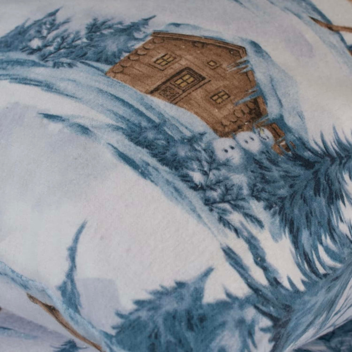 Snowy Bear Cotton Printed Duvet Cover Set | Double | Blue