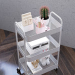 3 Tier Rolling Utility Cart With 3 Mesh Basket | One Size | White