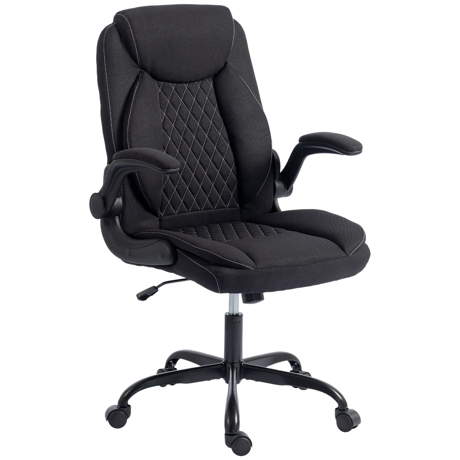 Linen-look Computer Desk Chair With Thick Cushion | Black