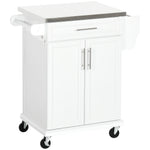Kitchen Cart Storage Trolley W/ Drawer Cupboard Towel Rail | White