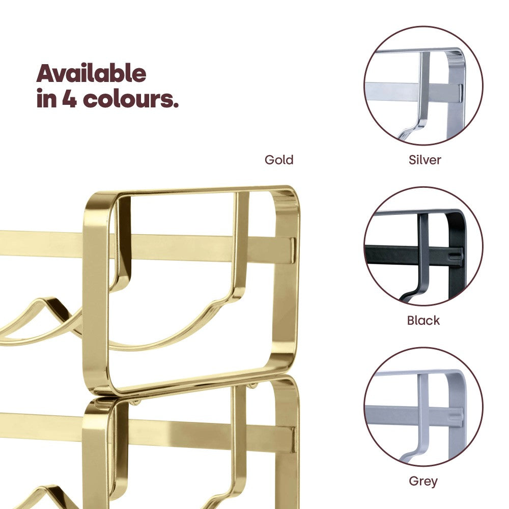 Metal Wine Rack Countertop Organiser For 4 To 16 Bottles | Gold