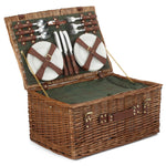 Green Tweed Classic Picnic Wicker Basket | 6 Person | Green
