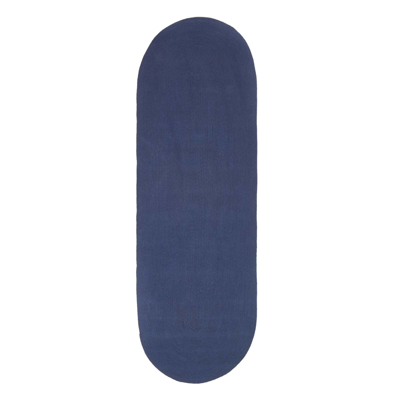 Handmade Woven Braided Oval Rug | 200cm | Navy Blue