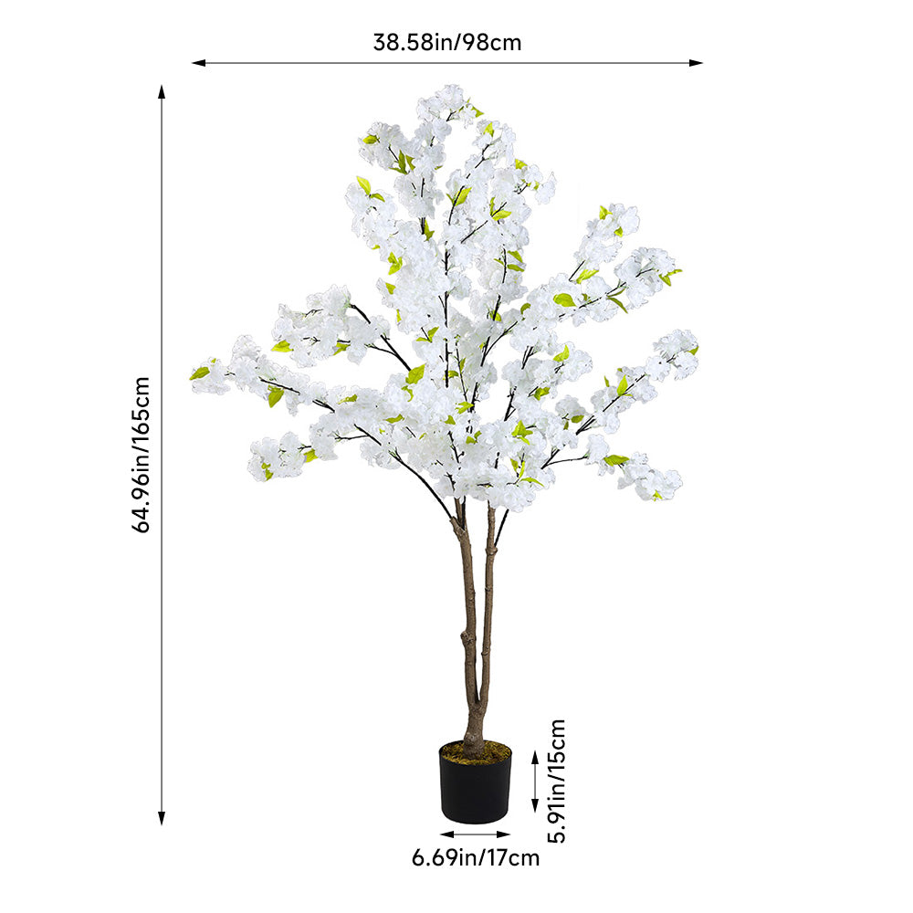 165cm Tall Artificial White Cherry Blossom Tree In Pot For Decoration