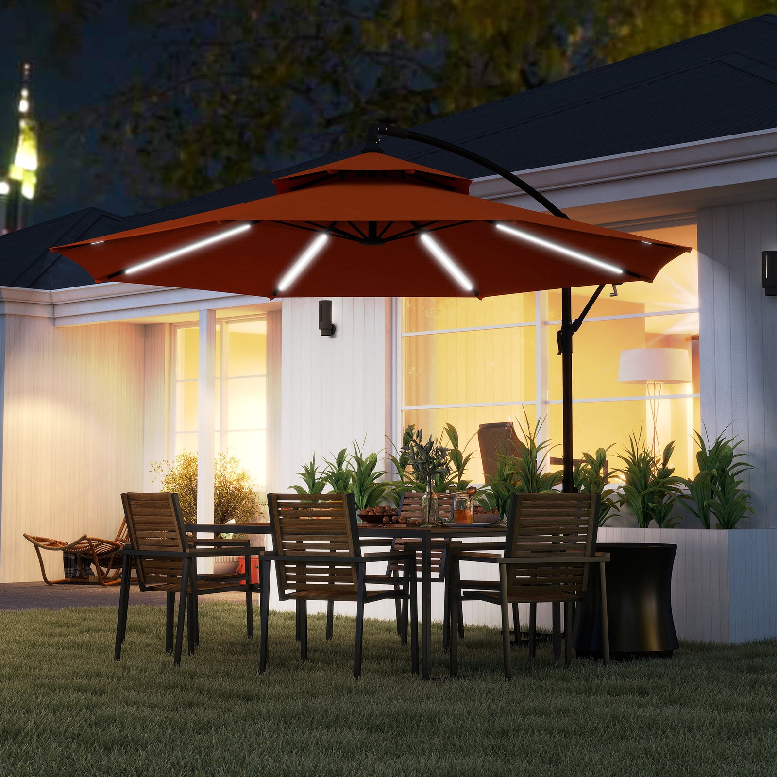 3m Cantilever Banana Parasol, Double Roof