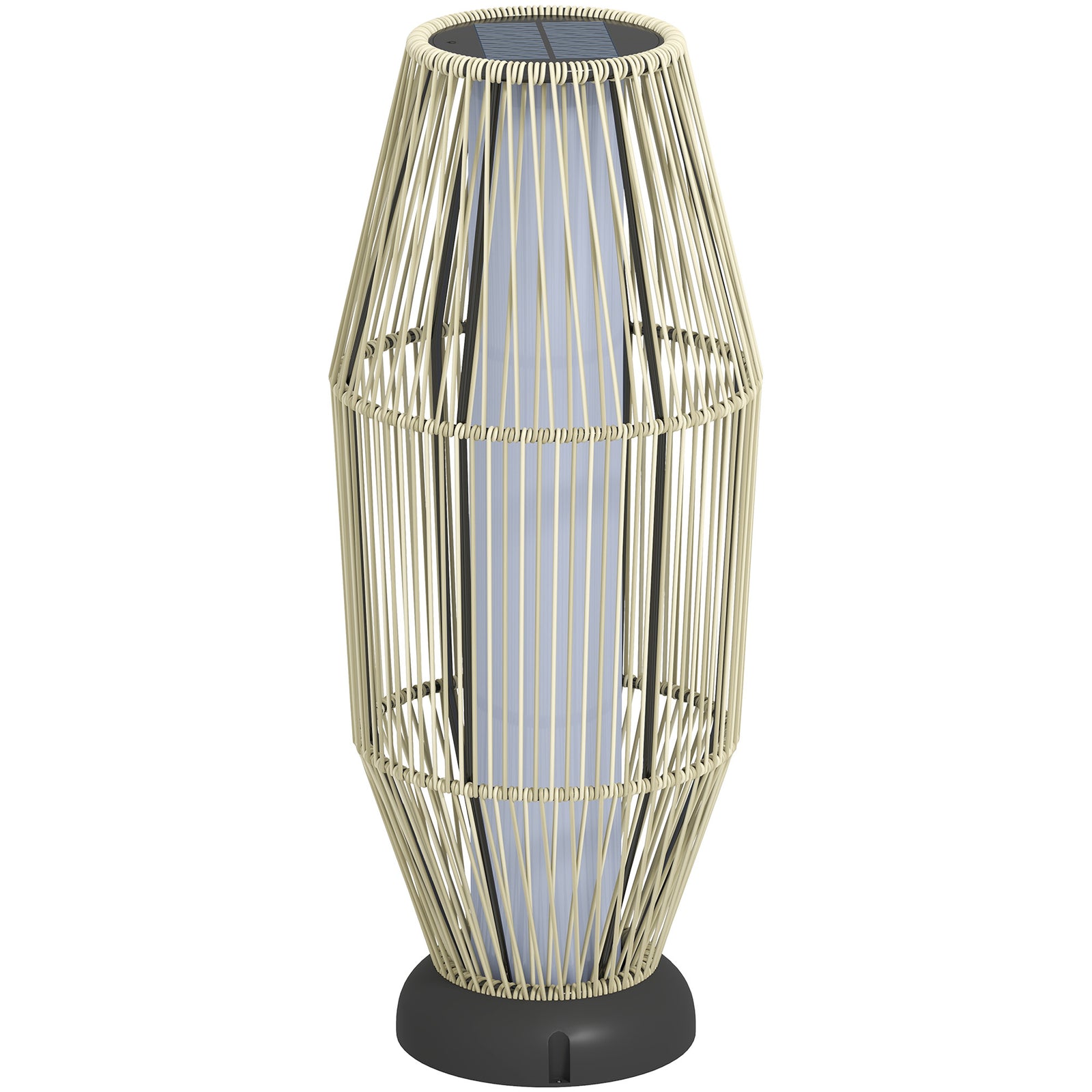 Grey Solar Rattan Floor Lamp
