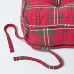 Tartan Check Cotton Dining Chair Booster Cushion | 40cm x 40cm | Red