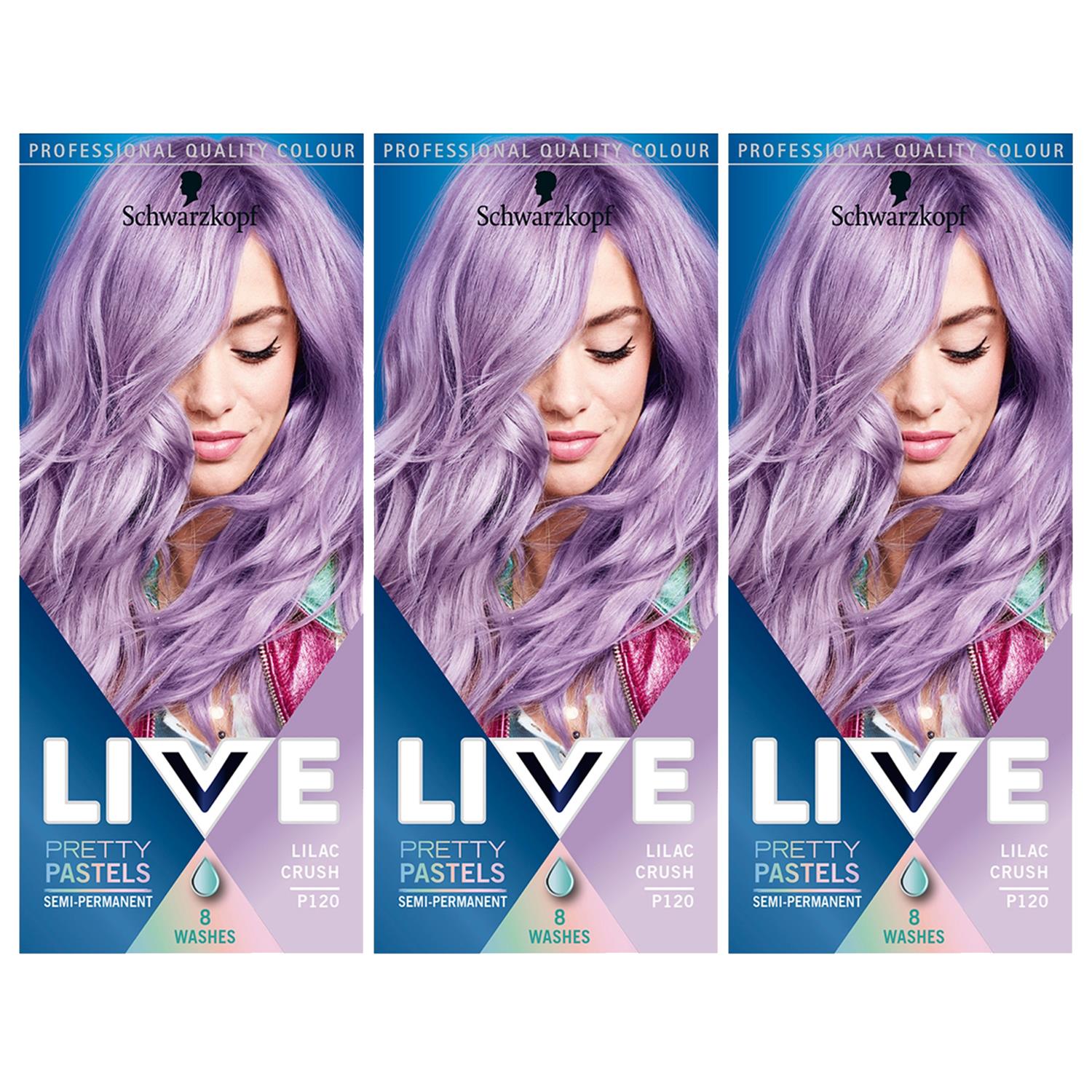 Live Ultra Brights Semi-permanent Hair Dye, P120 Lilac Crush 3x