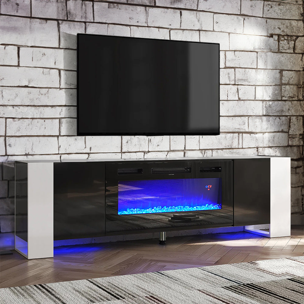 36-inch Recessed Electric Fireplace Tv Stand With Remote Control, 12 Flame Colors & 5 Brightness Levels | Black