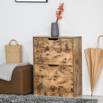 2/3 Drawer Shoe Cabinet Industrial Shoe Cupboard Flip Door | Medium | Brown