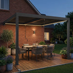 Outsunny 3 X 3 M Louvered Pergola With Led Lights, Metal Louvres, Dark Grey