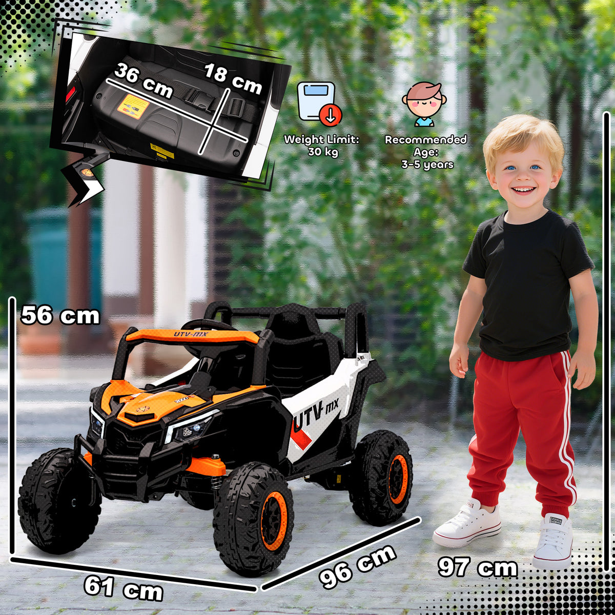 Kids Electric Car With Remote Control For Kids 3-5 Years | Orange