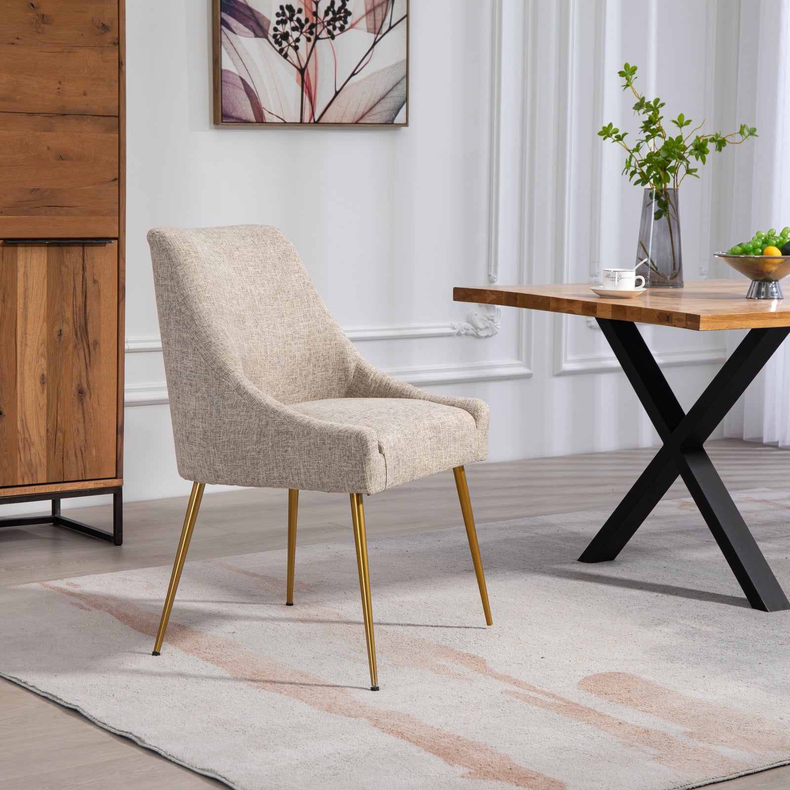 Set Of 2 Lograto Fabric Dining Chairs | Brown