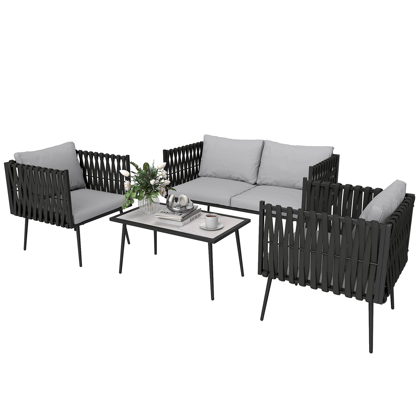 Light Grey 4-piece Outdoor Sofa Set