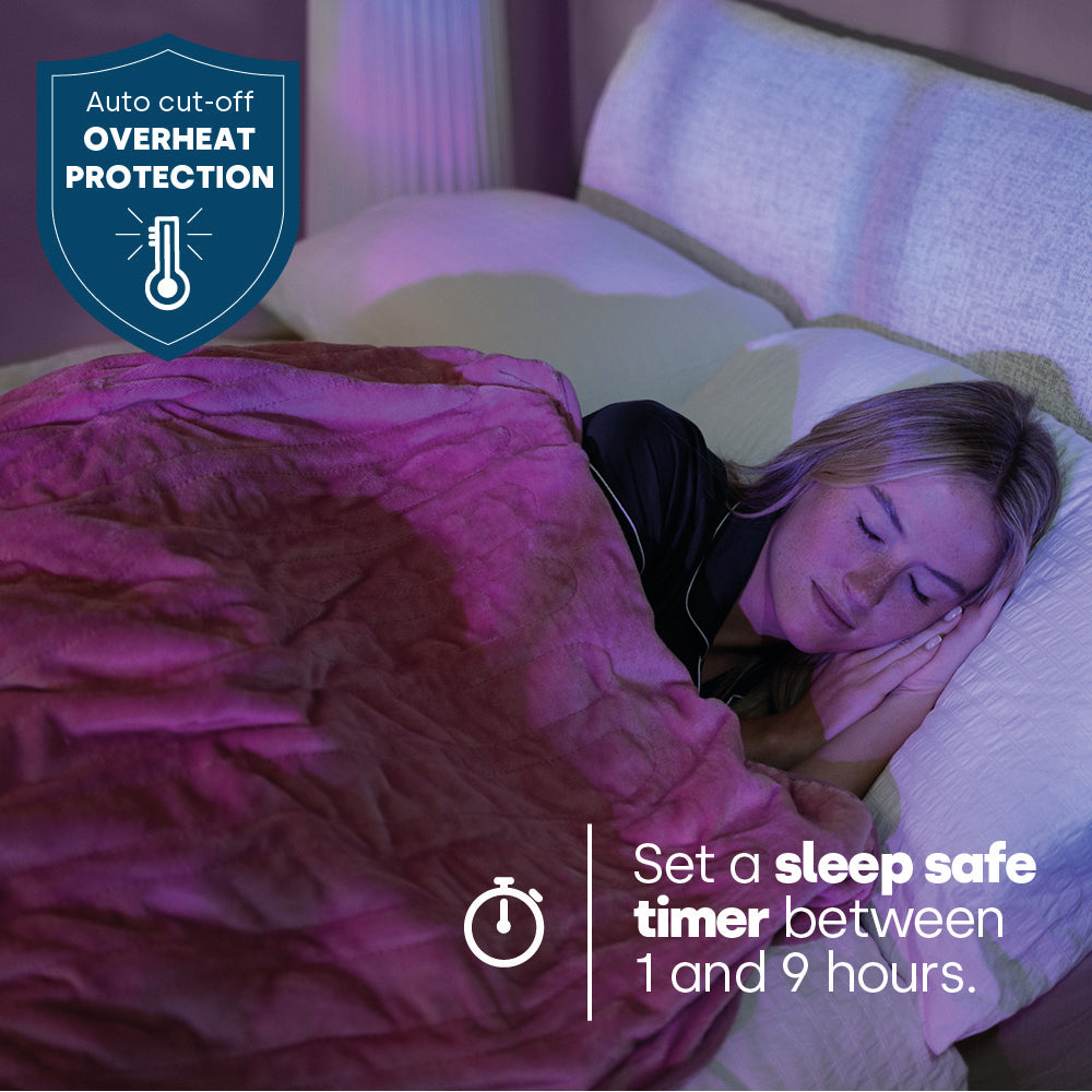Electric Heated Fleece Over Blanket With Adjustable Digital Control & Safety Timer | Blush Pink