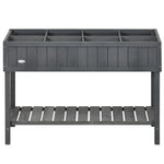 Outsunny Wooden Herb Planter Stand 8 Cubes Bottom Shelf Raised Bed Dark Grey