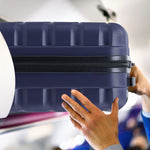 56x45x25cm Hard Cabin Suitcase - Lightweight 2-Wheel ABS Carry On Hand Luggage | Cabin | Navy Blue