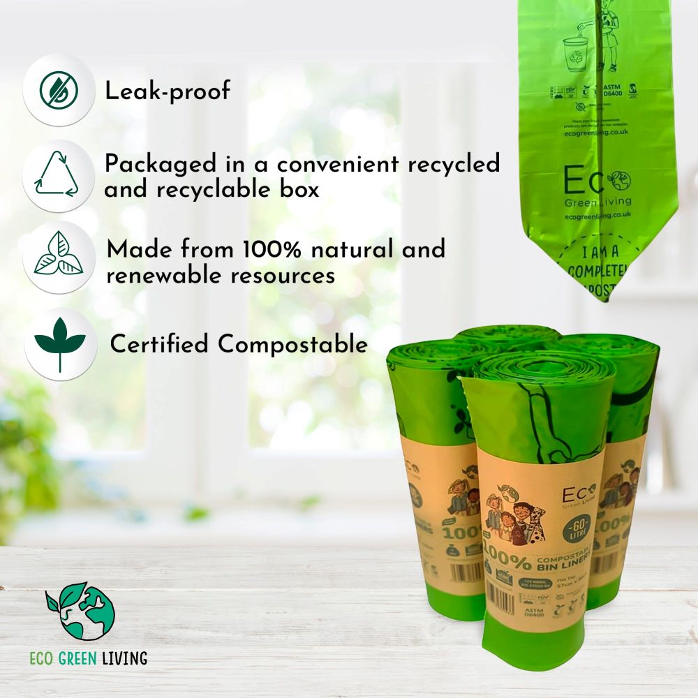 60l Compostable Waste Bags | Set of 1 | Green