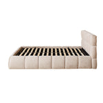The Maya Upholstered Soft Plush Ottoman Bed Frame | Double | Beige