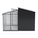 2-in-1 Metal Shed With Greenhouse, Transparent Pc Panels – 10 X 9ft, Zinc Steel & Polycarbonate Construction