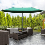4.6m Double-sided Sun Umbrella W/ Base | Dark Green