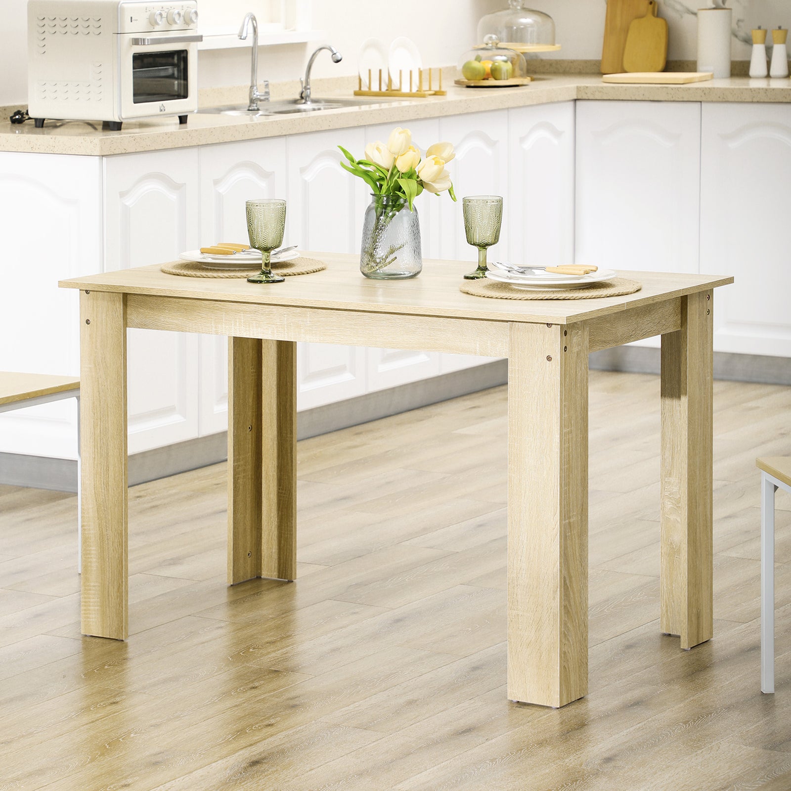 Dining Table For 4-6 People, Wood Effect Tabletop | Oak