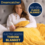 Deluxe Electric Throw Heated Double Over Blanket Soft Fleece  9 Heat & 12 Timer Settings | L | Gold