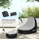 Inflatable Sofa Chair And Foot Stool For Gaming | Gray