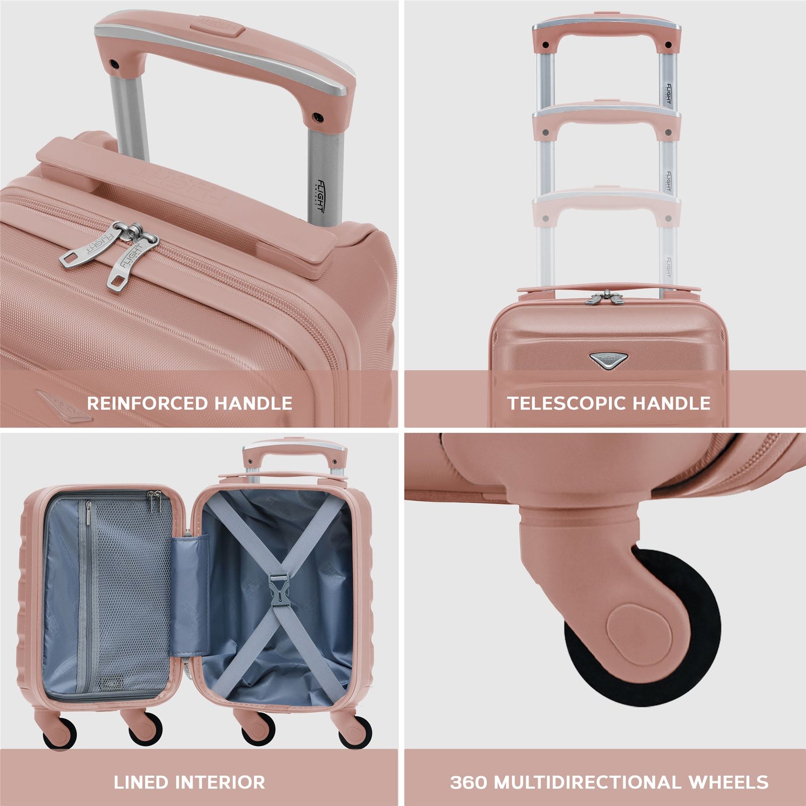 40x20x25cm Cabin Carry-on Suitcase - Lightweight, Durable, 4-wheel Luggage - 100+ Airlines Approved | Cabin | Rose