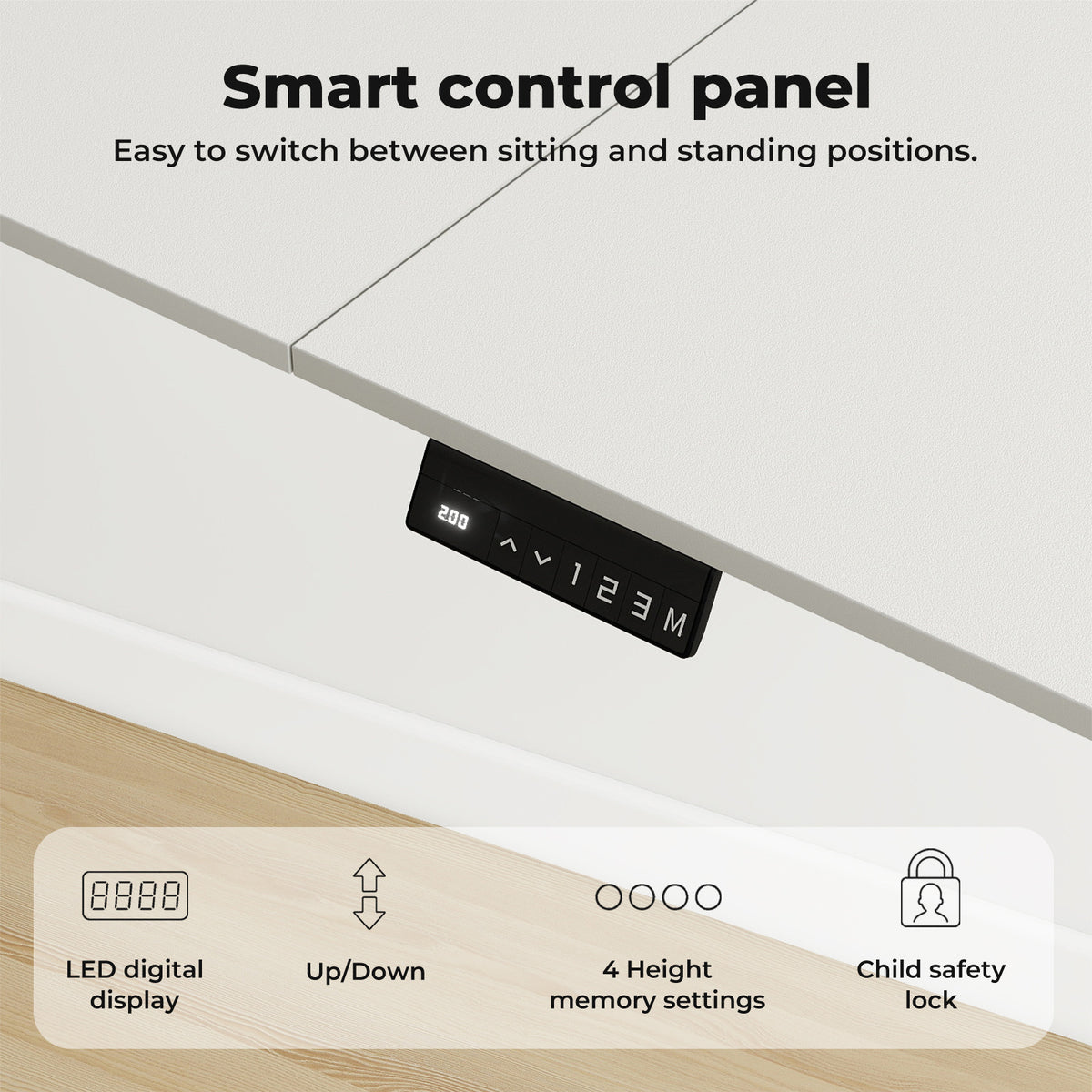 Adjustable Height Electric Standing Desk White Metal Frame | White