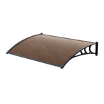 1-2.7m Curved Outdoor Door Window Awning Canopy - Transparent Brown PET Plastic Elegant Sun Rain Cover | Medium | Brown