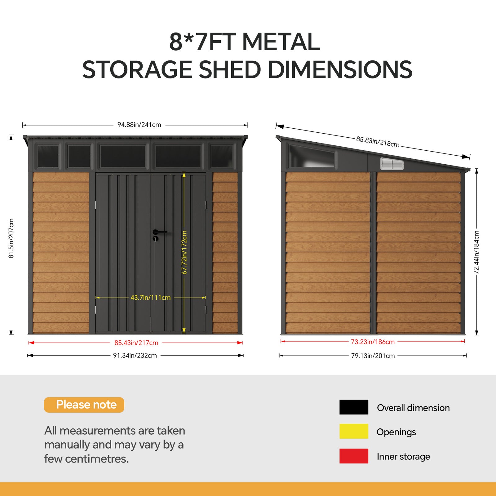 Breeins 8x7 Ft Large Metal Garden Tool Storage Shed