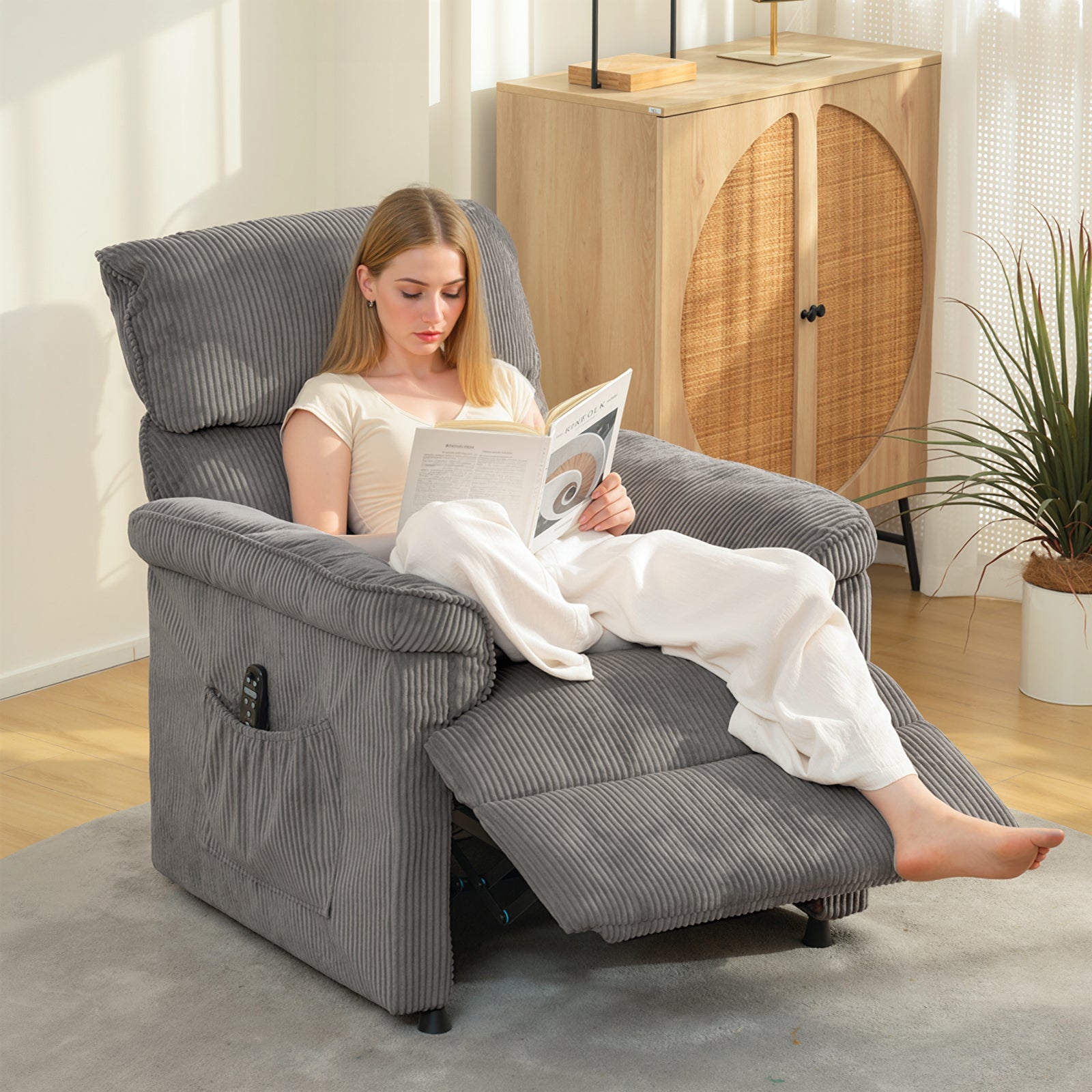 Massage Recliner With Quiet Motor, Power Reclining Chair | Grey