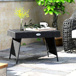 Foldable Outdoor Coffee Table, Steel Rattan Side Table | Black
