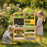 AIYAPLAY Wooden Kids Mud Kitchen With Kitchenware & Garden Tools