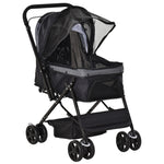 Pet Stroller Dog Foldable Travel Carriage With Reversible Handle | Black
