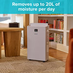 Dehumidifier - 20 Litre Capacity - 5.5L Tank - For Home & Office - Prevents Damp, Mould & Condensation - Helps with Drying Laundry - Humidity Sensor