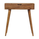 Solid Wood Mini Oak-ish Dressing Table, 4 Storage Compartments With Mirror, Brown