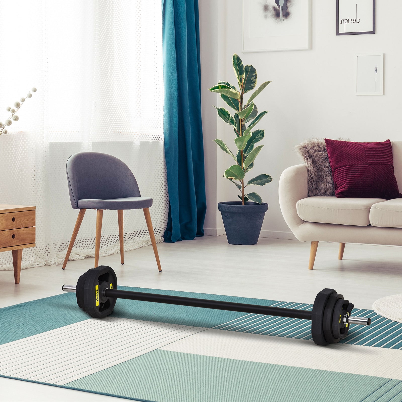 HOMCOM 20kg Adjustable Barbell Set, Home Gym Exercise, Ergonomic