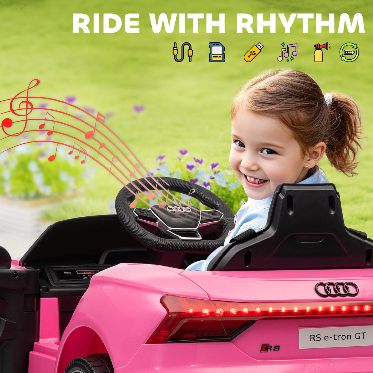 Audi Rs E-tron Gt Licensed 12v Kids Electric Ride On W/ Remote | Pink