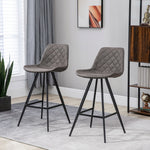Set Of 2 Vintage Microfiber Bar Stools Steel | Dark Gray