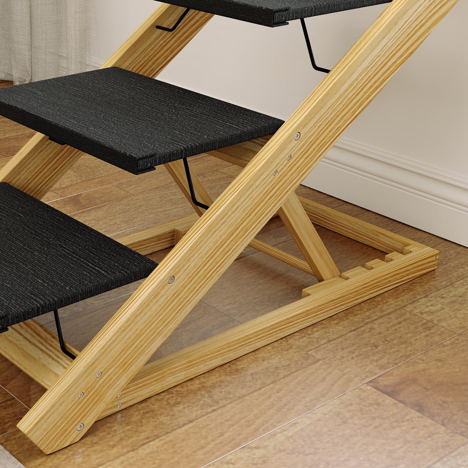 Dog Steps Dog Ramp, 3-step Adjustable Height Pet Stairs For Medium/large Dogs | Brown