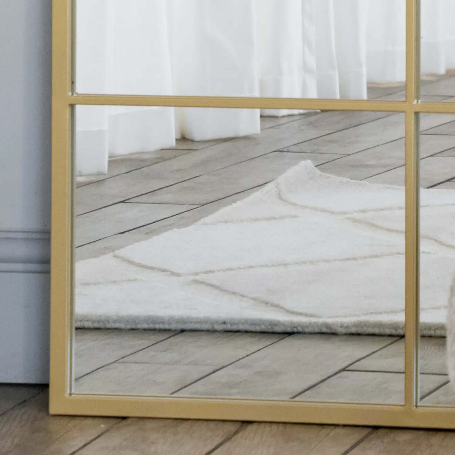 Kyō - Metal Rectangle Lattice Window Mirror | 200cm x 120cm | Gold