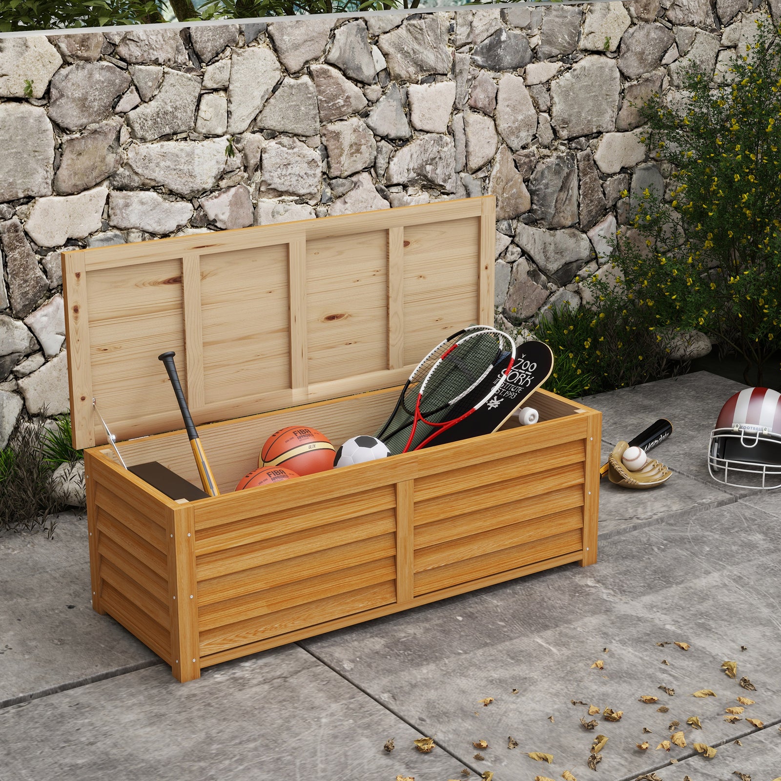 292l Outdoor Storage Box For Patio, Pool, Light Brown