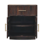 Milan Solid Mango Wood Bedside Table – Velvet Mocha Finish With Brass Accents