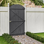105cm W X 150/180/210cm H Wooden Garden Gate With Arched Top, Pine Wood Outdoor Fence Gate With Installation Hardware | 210cm | Grey