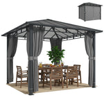 3 X 3 M Hardtop Gazebo With Pc Roof, Aluminium Garden Gazebo | Tan