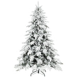 Christmas Tree With Flocked Realistic Tips, Hinged Xmas Tree | 7ft | Green