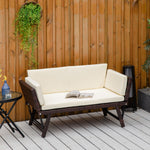 2 In 1 Rattan Folding Daybed Sofa Garden Chaise Lounger | Brown