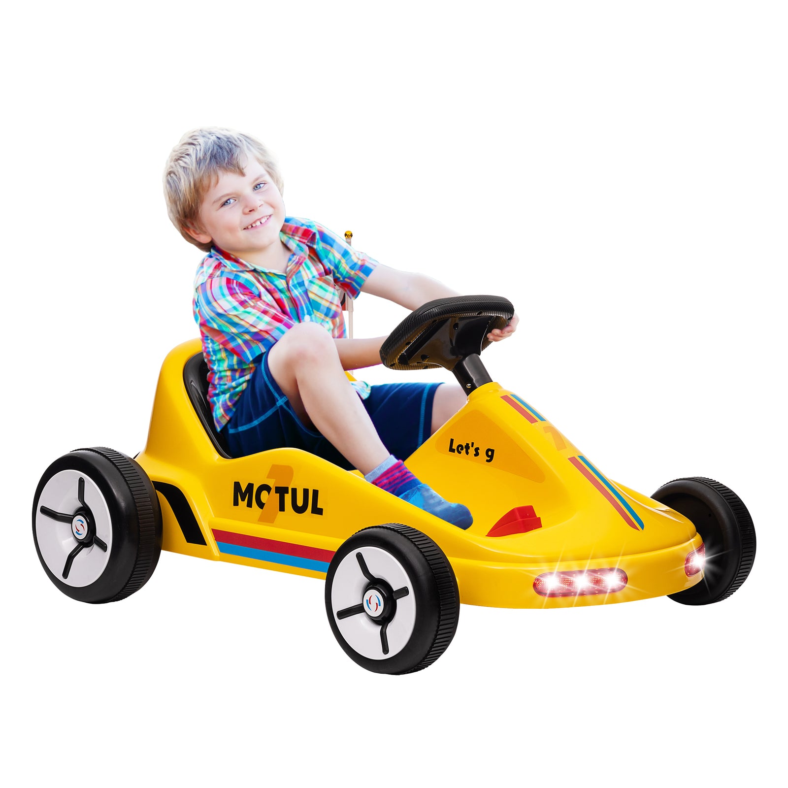 Aiyaplay 6v Electric Go Kart W/ Music, Light, Horn, For 3-5 Years | Yellow